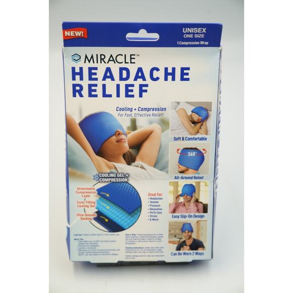 NEW Miracle Headache Relief Cooling Or Heat Compression Cap, 360 Degree Coverage - Picture 2 of 2